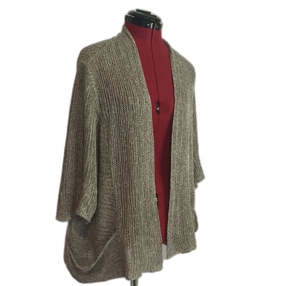 Eileen Fisher Linen Silk Blend Open Front Cardigan Women's Size Large Grey - Picture 5 of 10